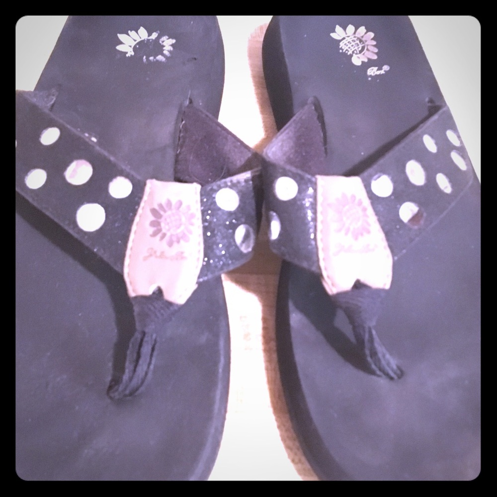 Yellow Box Black Silver Polka Dot Flats Sandal